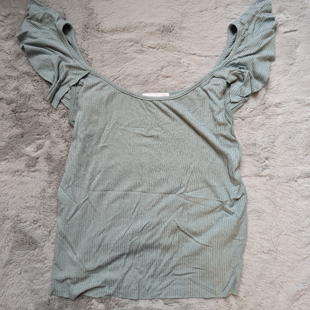 Socialite Sage Green Ruffle Tank Top